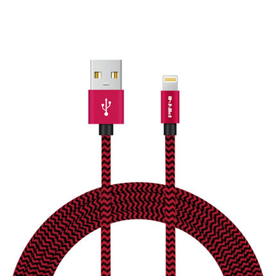 Red Color Nylon Braided MFi Certified USB Cable DC 12V-24V