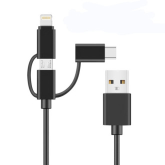 3 In1 PVC USB Cable 2.0 Black Color Home Use SGS Certification